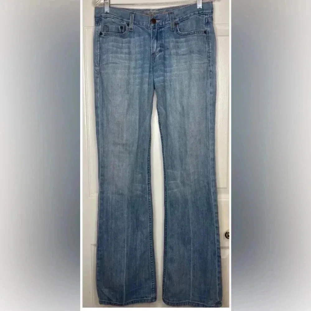 Vintage Women EZRA FITCH blue Flare Denim Stretch Jeans Sz 29 X 32 Abercrombie